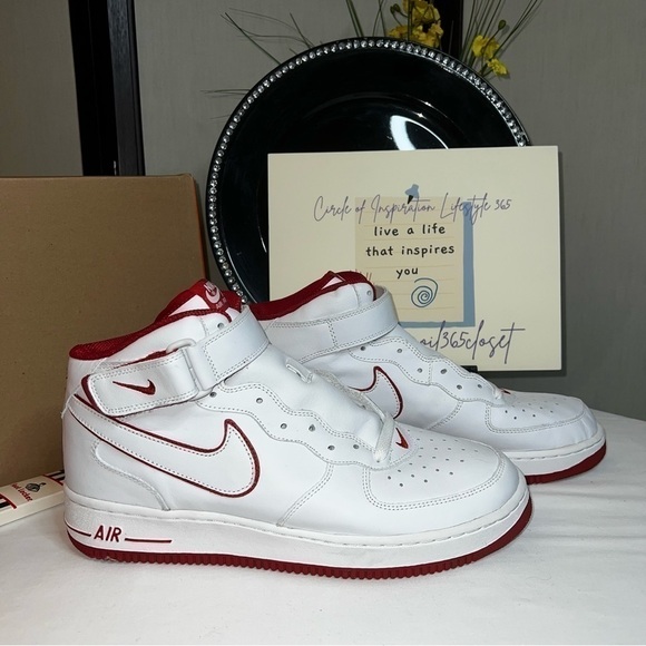 NEW Vintage Men’s 2002 Nike Air Force 1 Mid OG Size 12 White Varsity Red main image 9